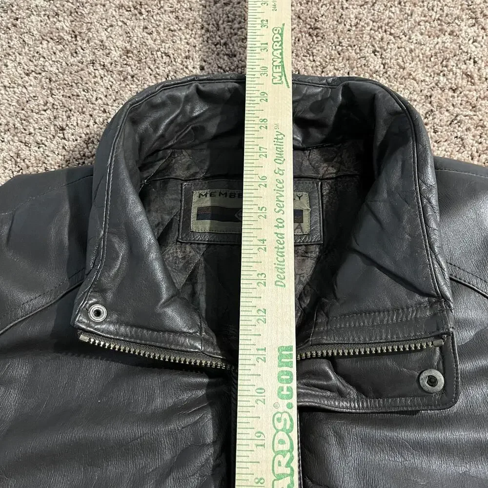 Members Only Jacket Mens‎ XL Brown Leather Bomber Quilted Lined Zip Snap Collar